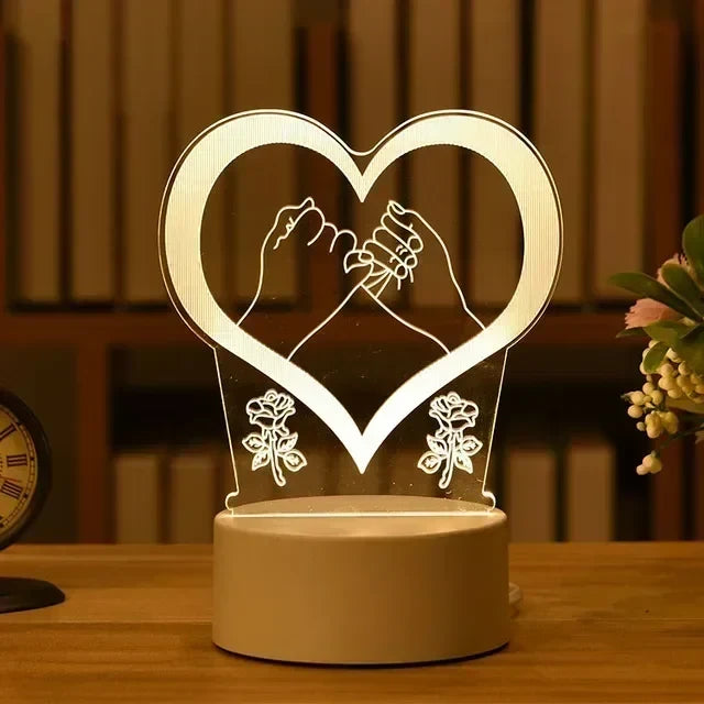 3D Romantic LED Night Light Lamp - Kids Bedroom Decor, A Unique Valentine&