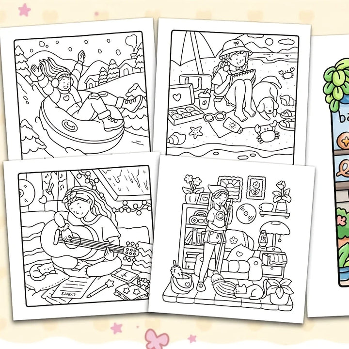 colouring Book For Adults And Teens Cozy Warm Space Theme Fall 2025 Relaxation Gift For Solo Leisure