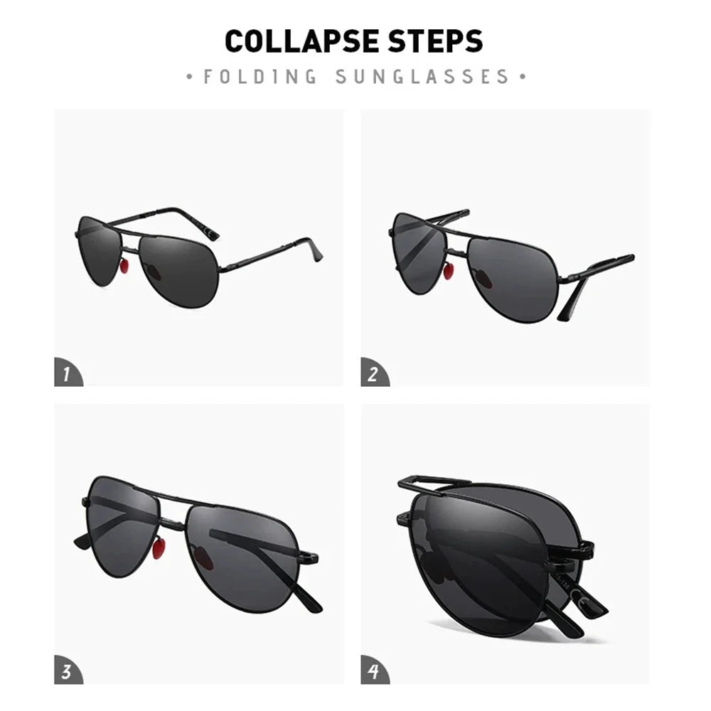 Aviator Sunglasses Foldable Metal Pilot Style Polarized UV400 Sun Glasses, Summer 2026 Trend, All-Day Comfort