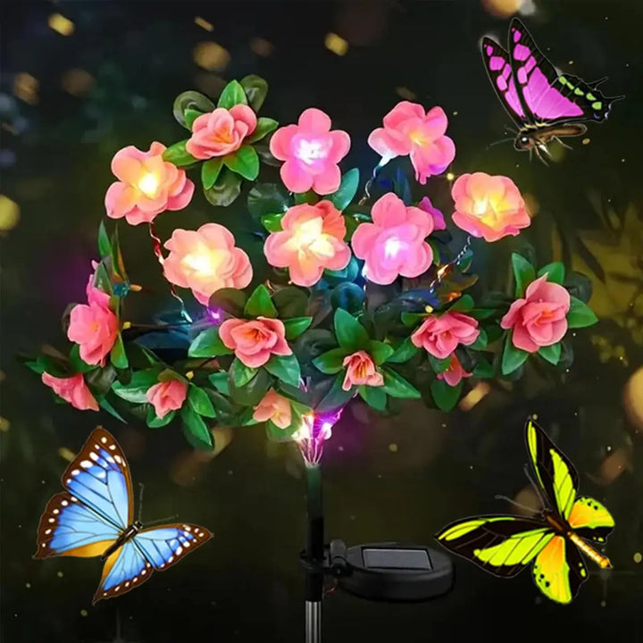 Solar Flower Lights Garden Decor LED Azalea Flowers Outdoor Yard Path Lighting 2026 Holiday Decor Gift Idea