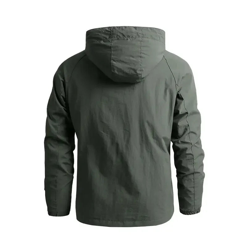 Waterproof Men Jacket- Hooded Windbreaker Polyester Camping