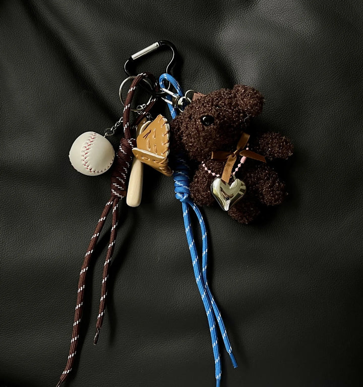 Plush Baseball Dog Key Chain Bag Charm Sport Cute Accessory