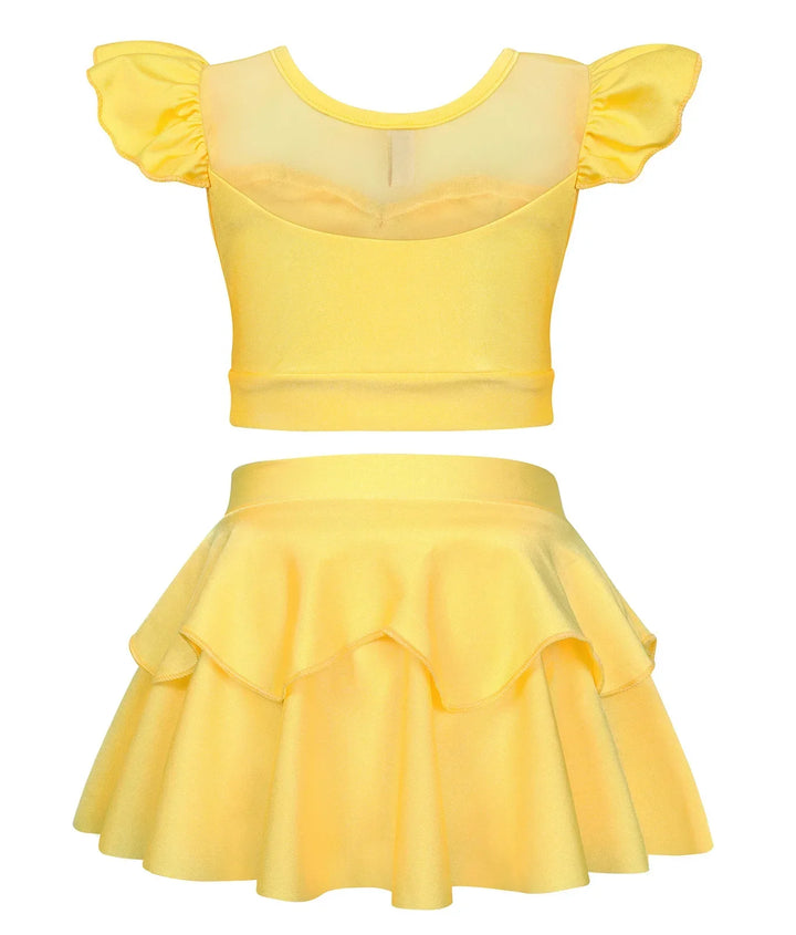 Quick-Dry Girls Two-Piece Swimsuit – Durable Princess Print, Cotton-Poly, For Beach and Pool