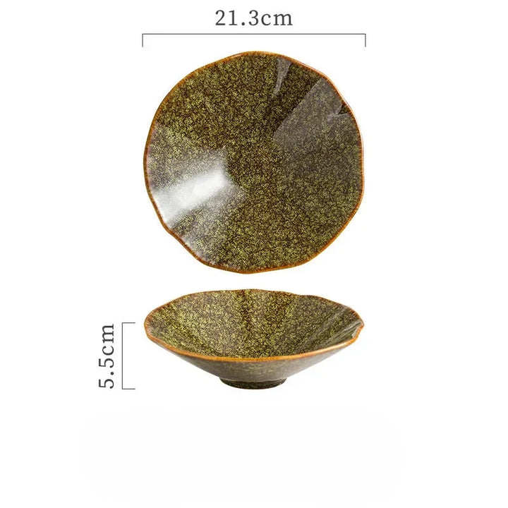 Japanese Ceramic Noodle Bowl Lotus Pattern Salad Bowl