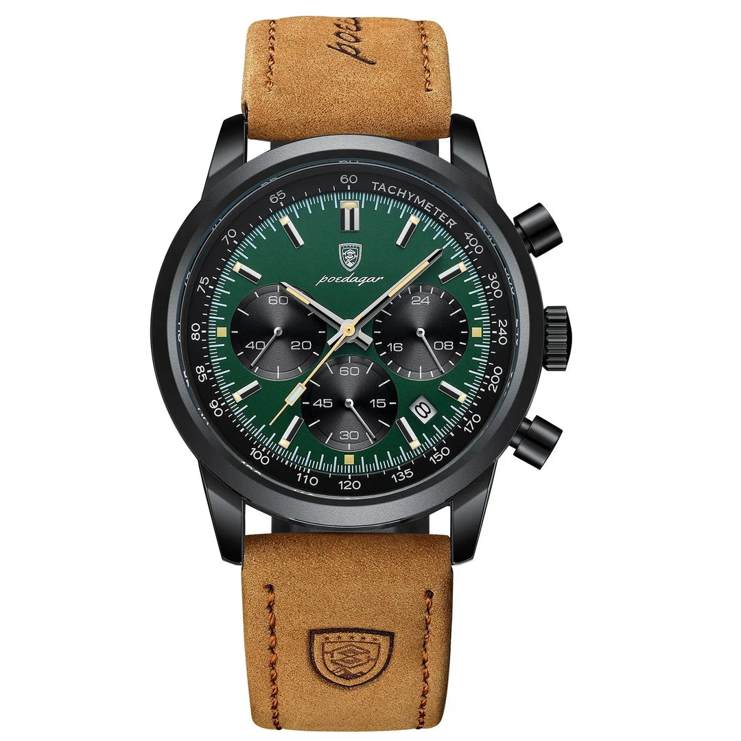 Quartz Watch Leather Chronograph Military Style 2025