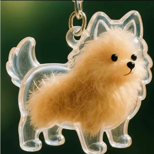 Dog Hair Keepsake Keychain Pendant Clear Resin Charm