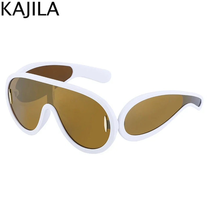 Sunglasses White Frame Oversized Wave Mask Goggles Y2K Punk Steampunk Eyewear TikTok Viral 2026