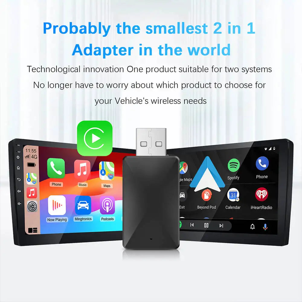 Wireless CarPlay AI Box 2in1 Android Auto Dongle Plug and Play Car Radio Upgrade 99 Percent Car Compatibility Fall 2025