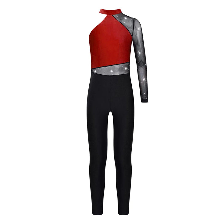 Stretchy Girls Unitard – Long Sleeve, Snakeskin, Polyester, Nylon, Elastane, For Ballet, Rhythmic Gymnastics