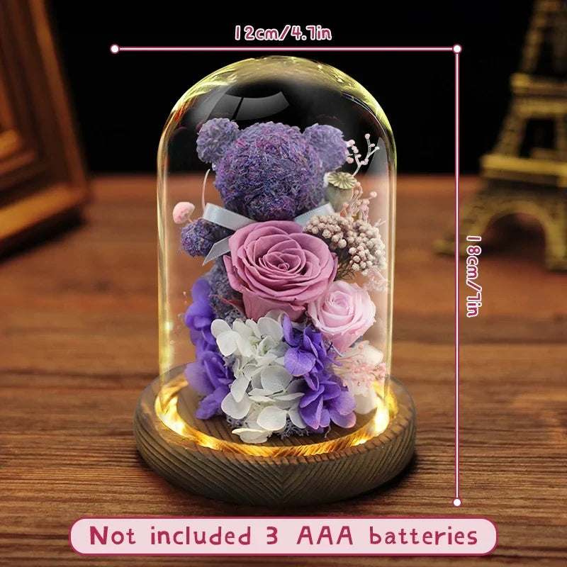Eternal Preserved Rose Gift Box with Teddy Bear – A Thoughtful Valentine&