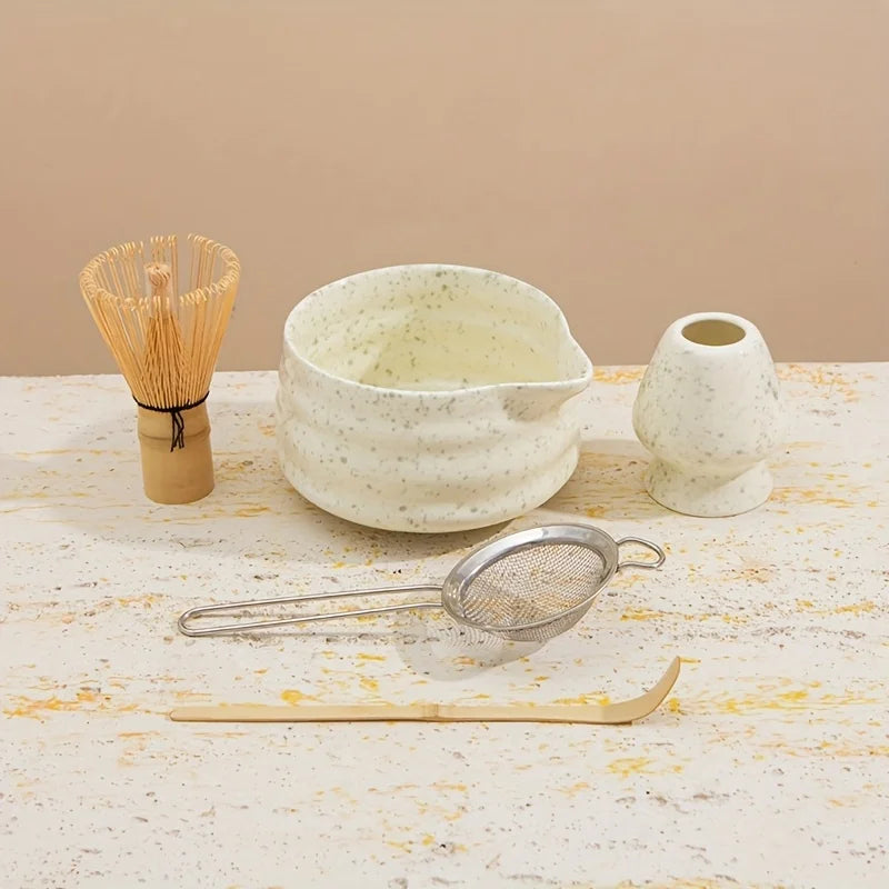 Matcha Set Spotted Green Ceramic 5Pc Japanese Tea Gift