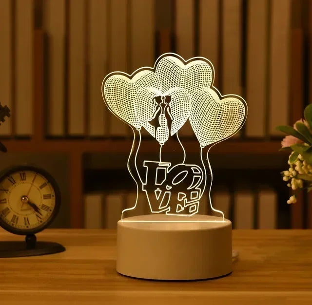 3D Romantic LED Night Light Lamp - Kids Bedroom Decor, A Unique Valentine&