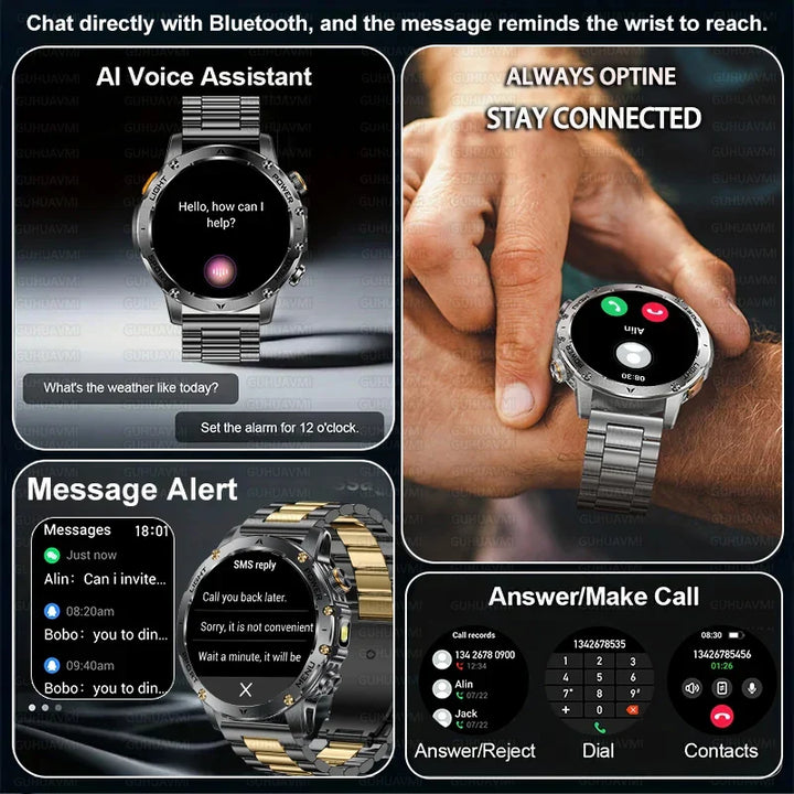 Smart Watch Military Grade Outdoor Fitness Tracker 10ATM Waterproof 100 Plus Sports Modes Fall 2025 Gift