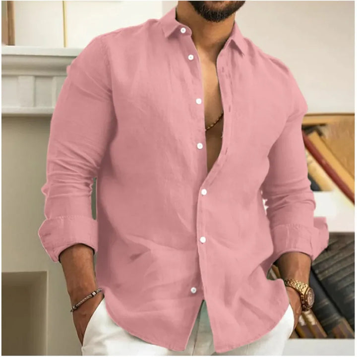 Lightweight Linen Beach Shirt for Men, Breathable Summer Casual Wear, Relaxed Fit