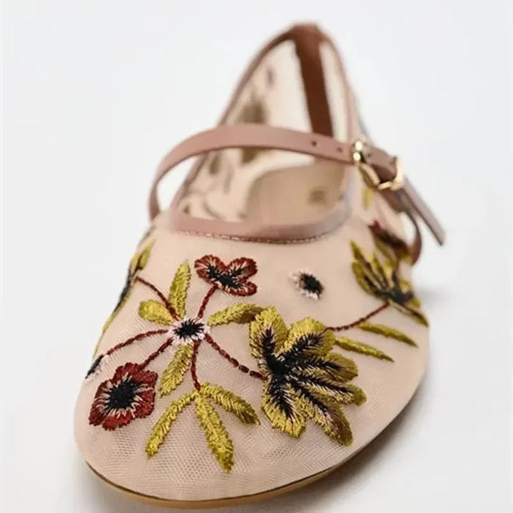 Breathable Womens Ballet Flats - Mary Jane, Mesh, Summer