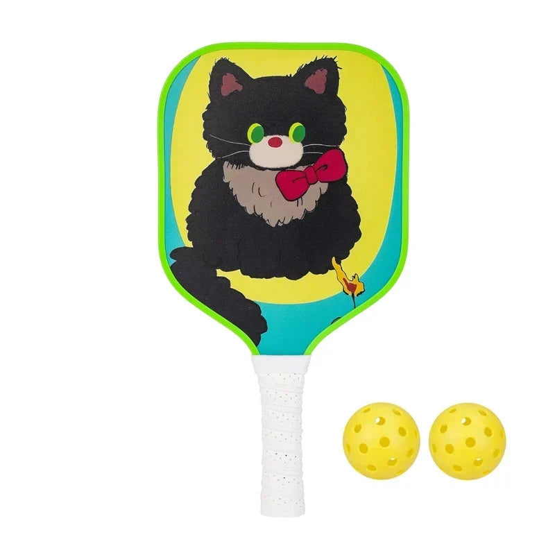 Lightweight Kids Pickleball Paddles Set with Small Grip, Honeycomb Core, Fiberglass, Ages 6-12, Includes 2 Paddles and 2 Balls