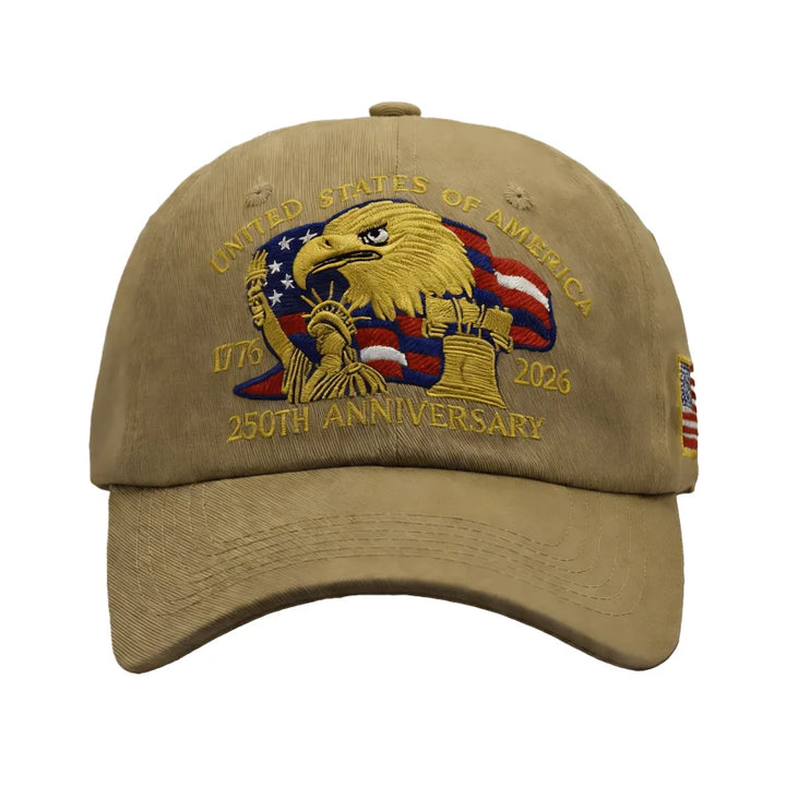 Breathable unisex baseball cap - curved-brim durable 250th-anniversary embroidery, polyester, outdoor wear