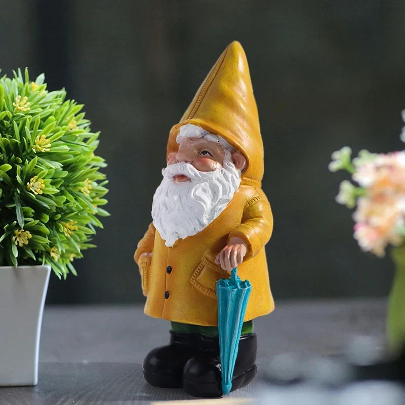 Garden Gnome Statue With Yellow Umbrella Outdoor Lawn Decor Resin Weatherproof Yard Ornament Fall 2026