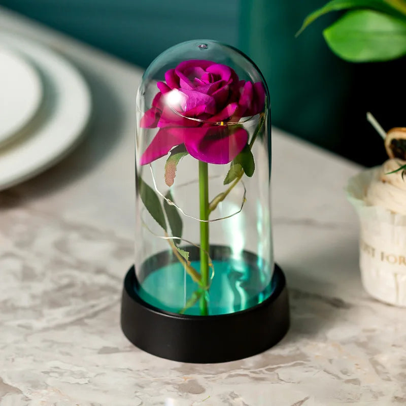 LED Rose Glass Cover Ornament - Romantic Valentine&