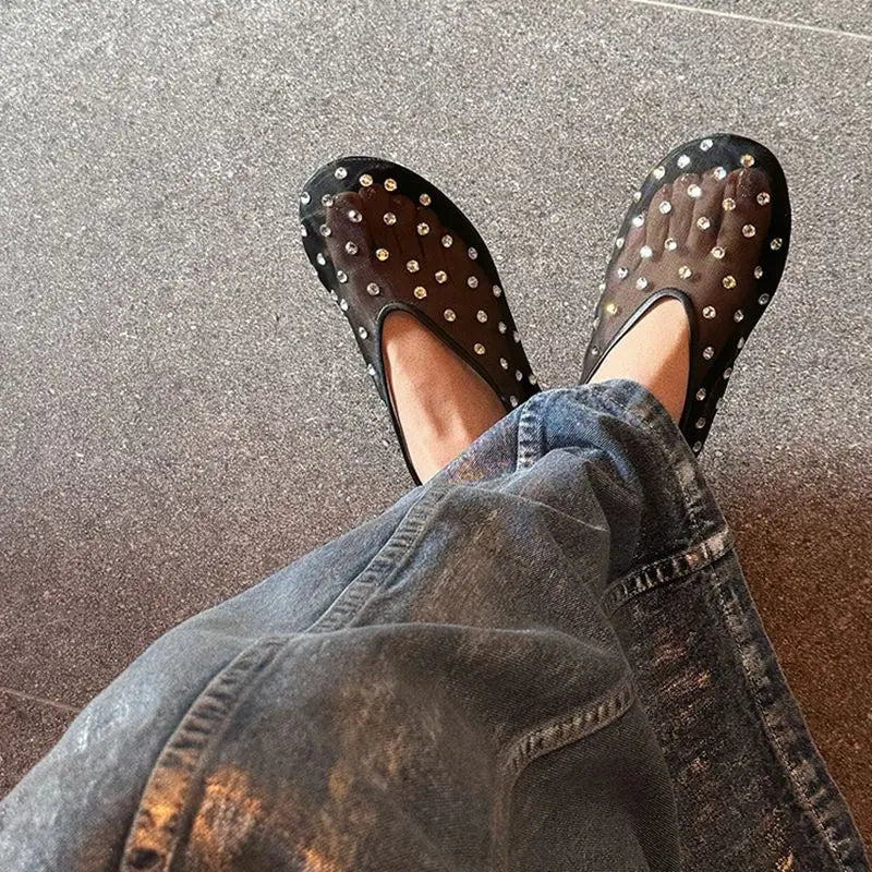 Breathable Women Ballet Flats - Mesh Crystal, Casual Walking