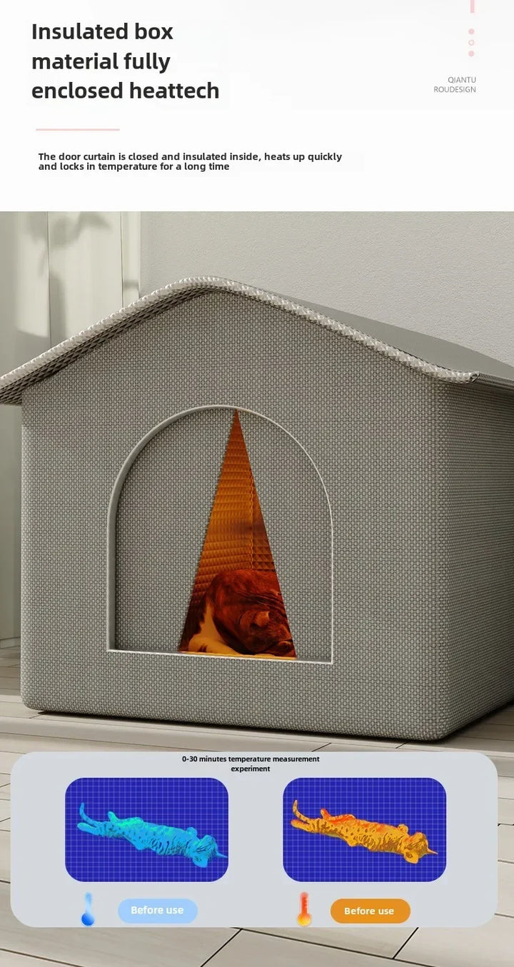 Pet House Waterproof Outdoor Shelter For Small Dogs And Cats Foldable Winter 2026 Warm Cave Bed Washable