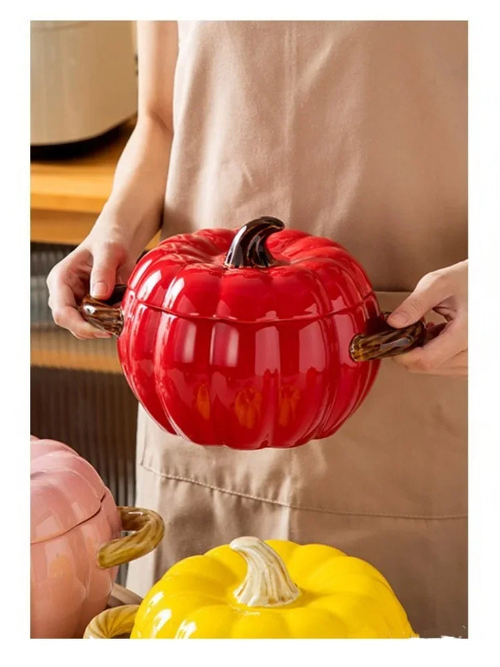 Pumpkin Soup Pot 1.4L Ceramic Bowl With Lid Halloween
