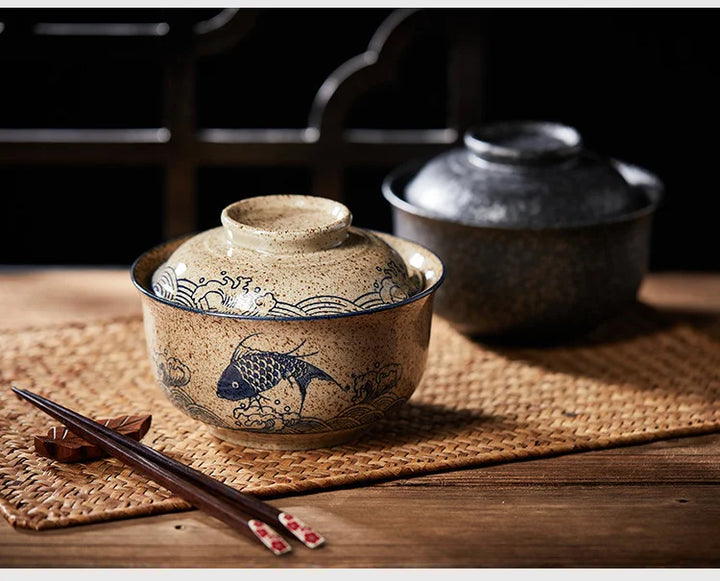 Ramen Bowl Large Ceramic With Lid Retro Fall 2025 Tableware