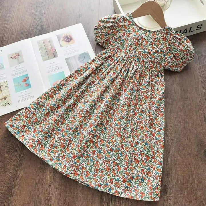 Lightweight girls’ dress – flowy a-line, floral butterfly print, casual wear for everyday adventures