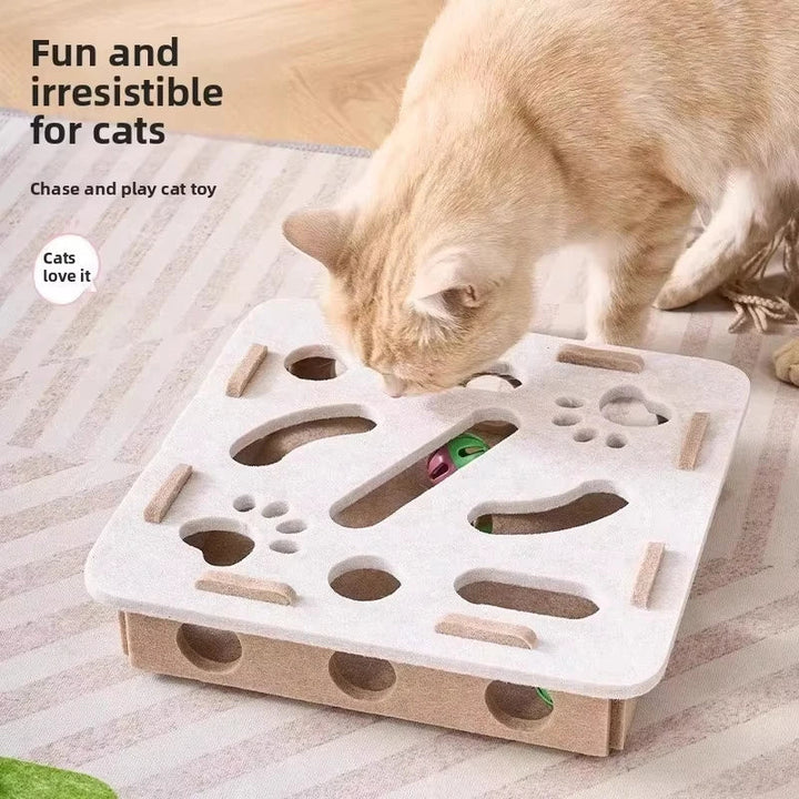 Cat Puzzle Toy Box With Ball Suede Felt Indoor Cat Exercise Entertainment Eco Friendly Gift 2026 TikTok Viral