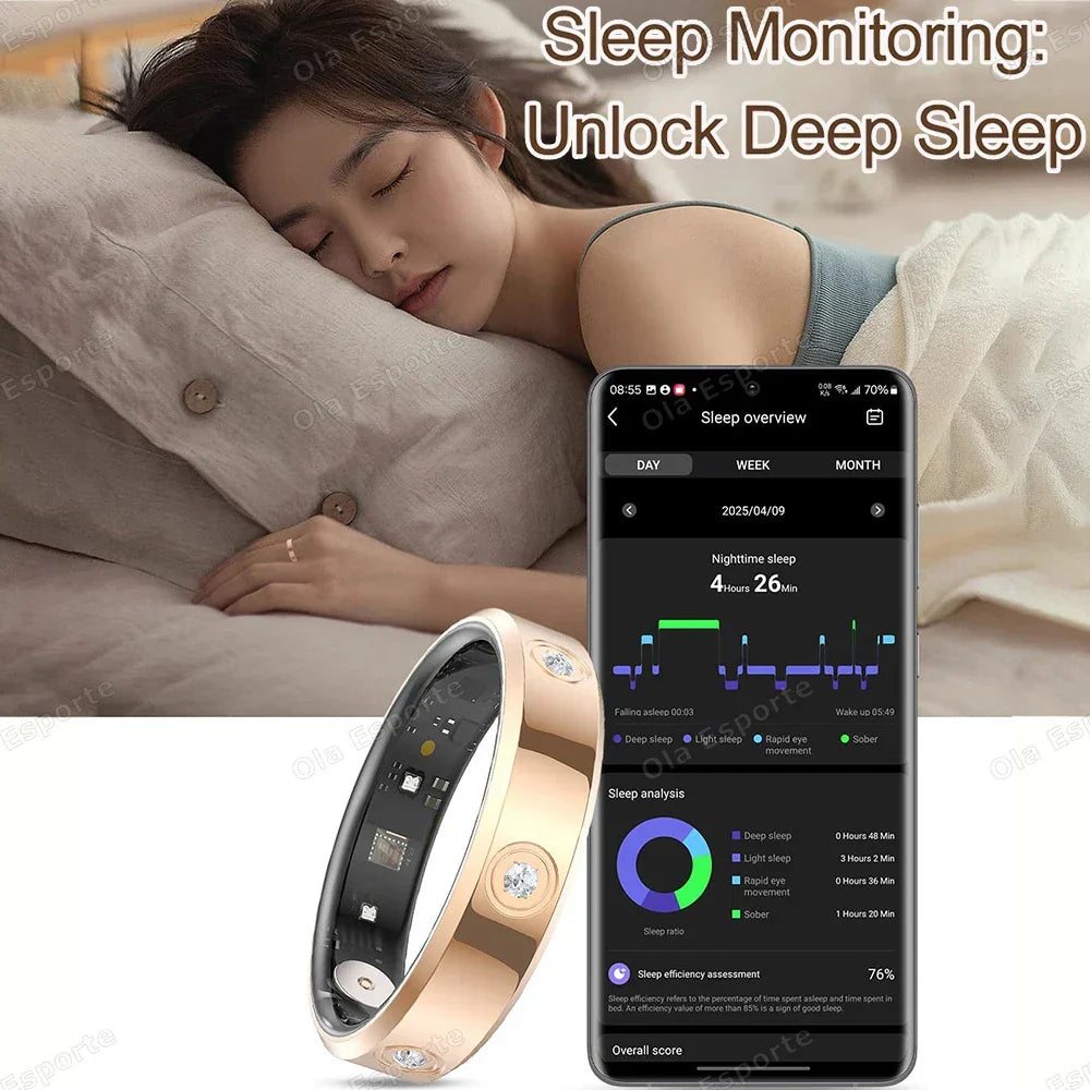 Smart Ring Health Tracker IP68 Waterproof Sleep Heart Rate Oxygen Monitor Fall 2025 Wellness Gift