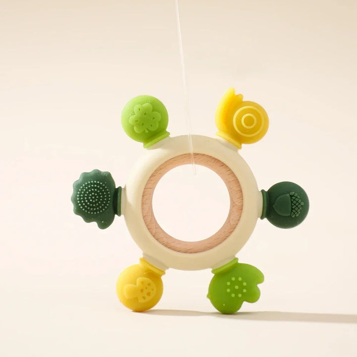 Wooden Crochet Animal Teether Rattle Newborn Sensory Toys