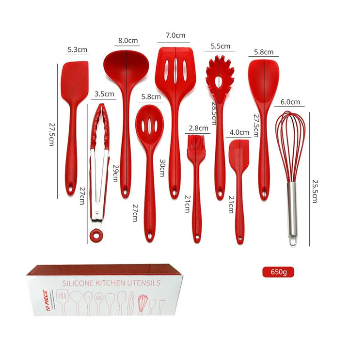 10 PCS Silicone Cookware Set Kitchen Tools Nonstick Baking Utensils