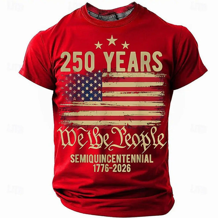 Soft unisex graphic tee - distressed flag print, 250-year design, durable cotton, casual everyday wear