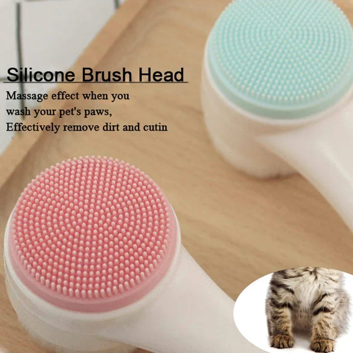 Silicone Pet Paw Cleaner &amp; Massage Brush - Dual-Sided Dog Grooming Tool for Healthy Coats