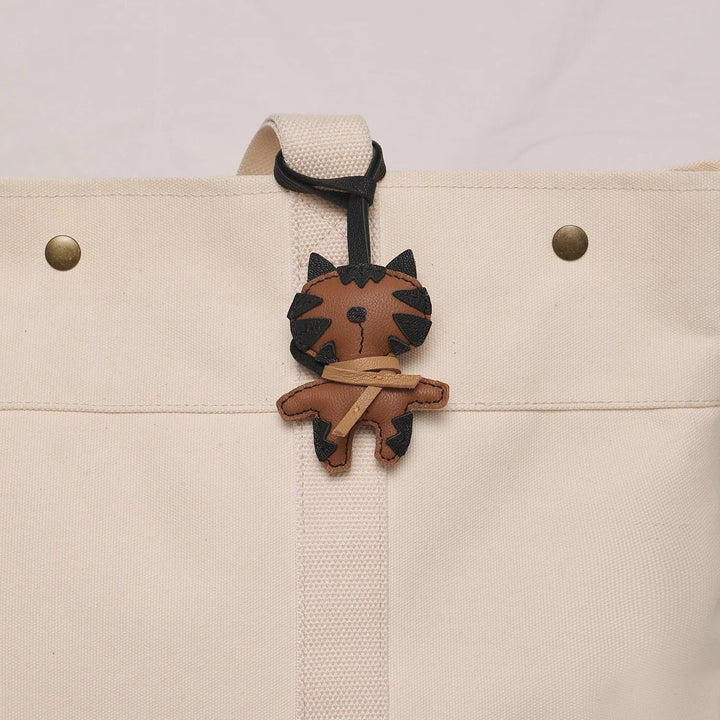 Leather Bag Charm No Face Keychain Black Cozy Cute Gift