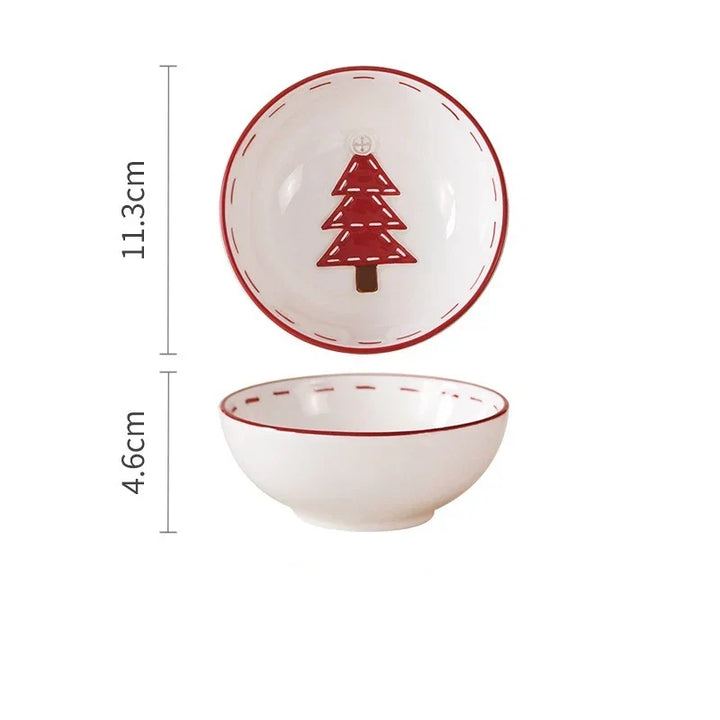 Christmas Ceramic Santa Bowl Nordic Holiday Breakfast Bowl