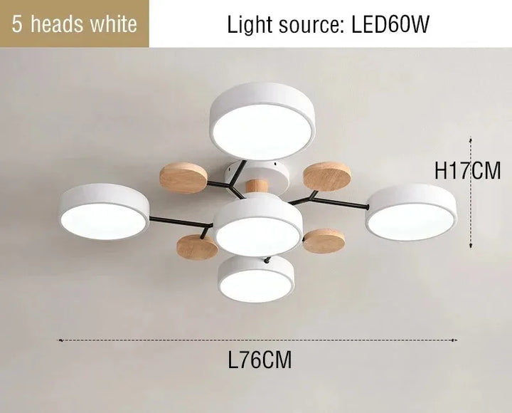 Ceiling Light LED Modern Fixture With Circular White Shades For Living Room