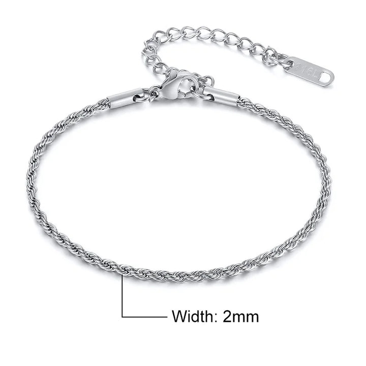 Stainless Steel Rope Chain Bracelet Twisted Singapore