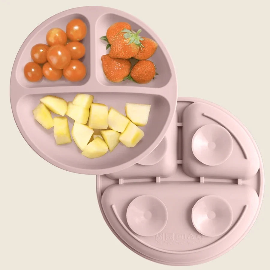 Silicone Baby Dining Plate with Suction Base, BPA Free Toddler Tableware, 8-Inch Divided Feeding Dish
