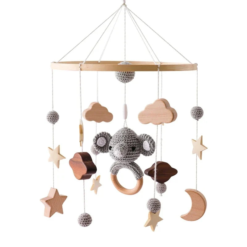 Baby Crib Mobile Wooden Nursery Newborn Sensory Toys