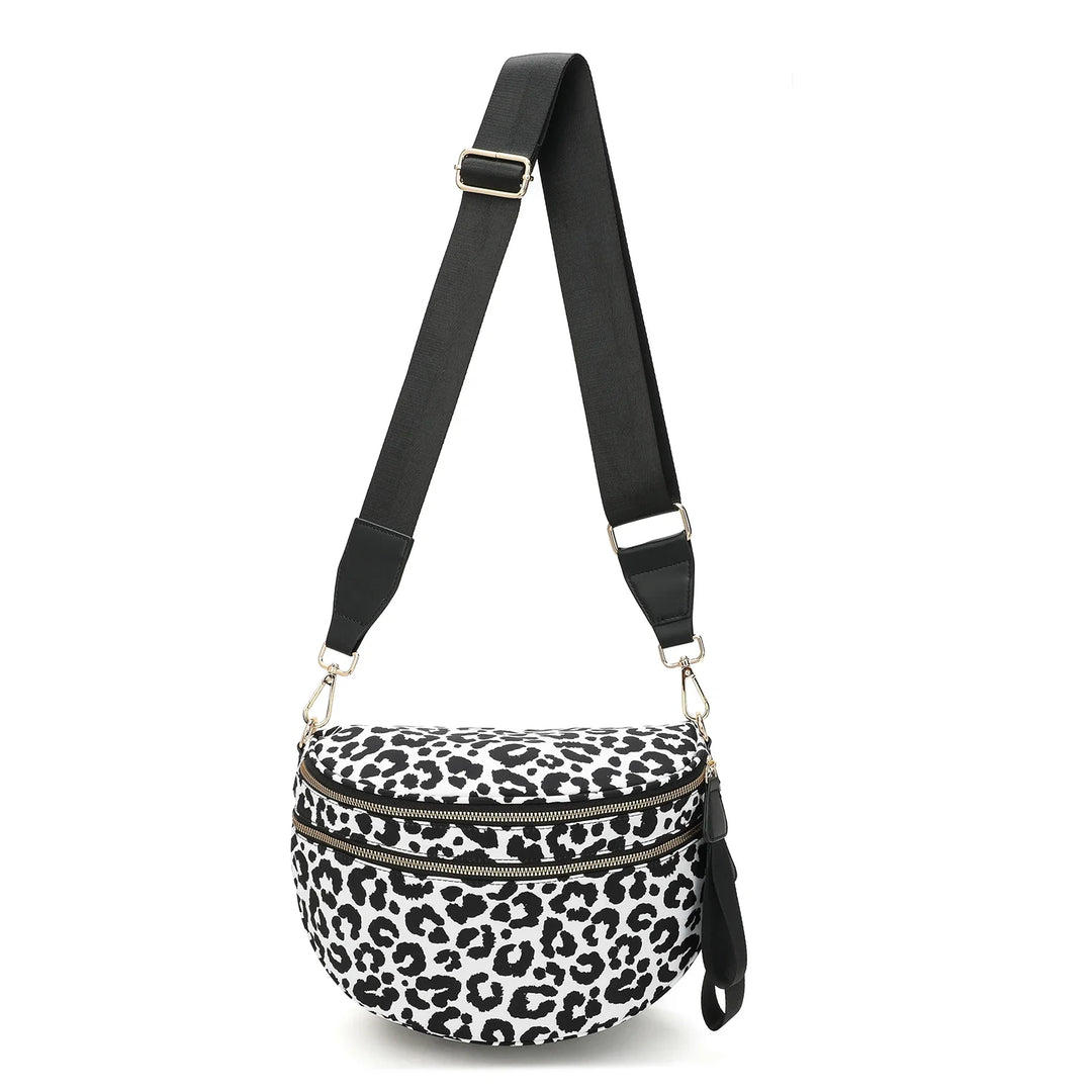 Versatile unisex crossbody bum bag – checkered nylon, box shape, travel and daily use