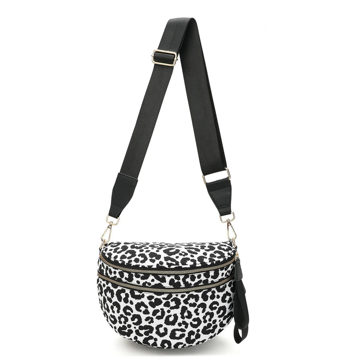 Versatile unisex crossbody bum bag – checkered nylon, box shape, travel and daily use