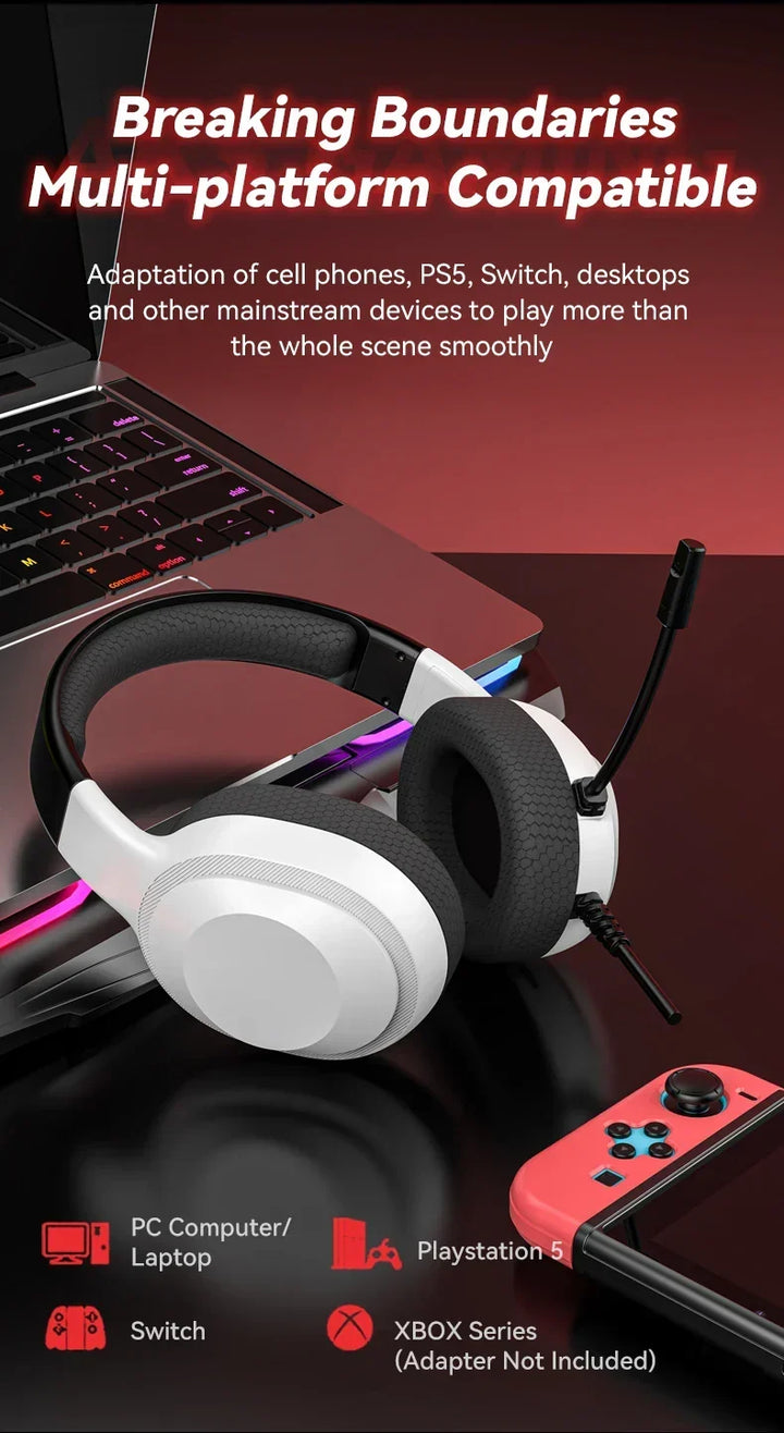 Gaming Headset Wired Lightweight With Omnidirectional Mic