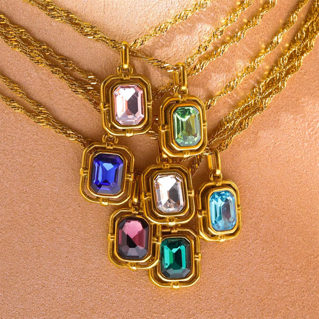 Layered Gold Tone Necklace Set With Resin Stone Pendants Boho Statement Jewelry Gift Idea Fall 2026