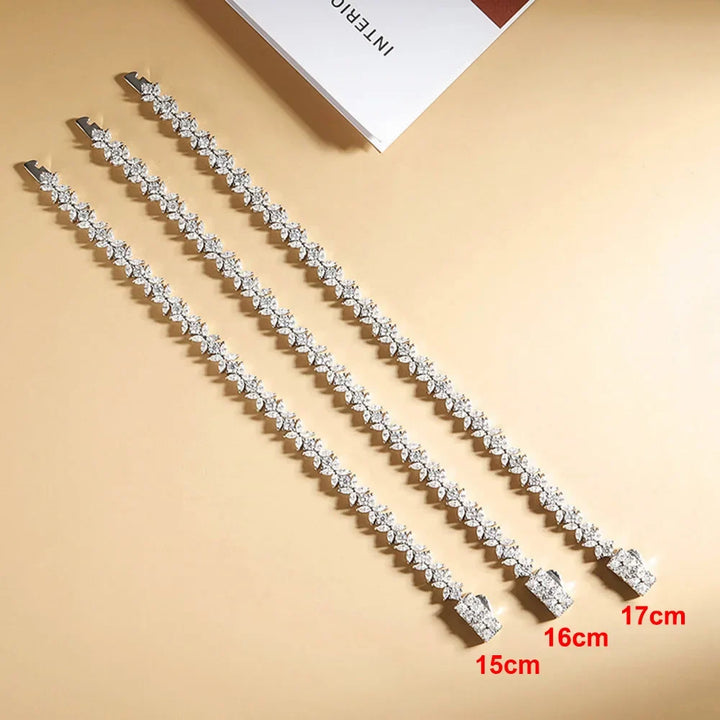 Moissanite Tennis Bracelet Sterling Silver Bridal Floral