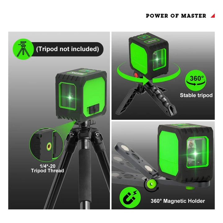 Mini Laser Level with Self-Leveling Green Beams - USB Charging Home Tools