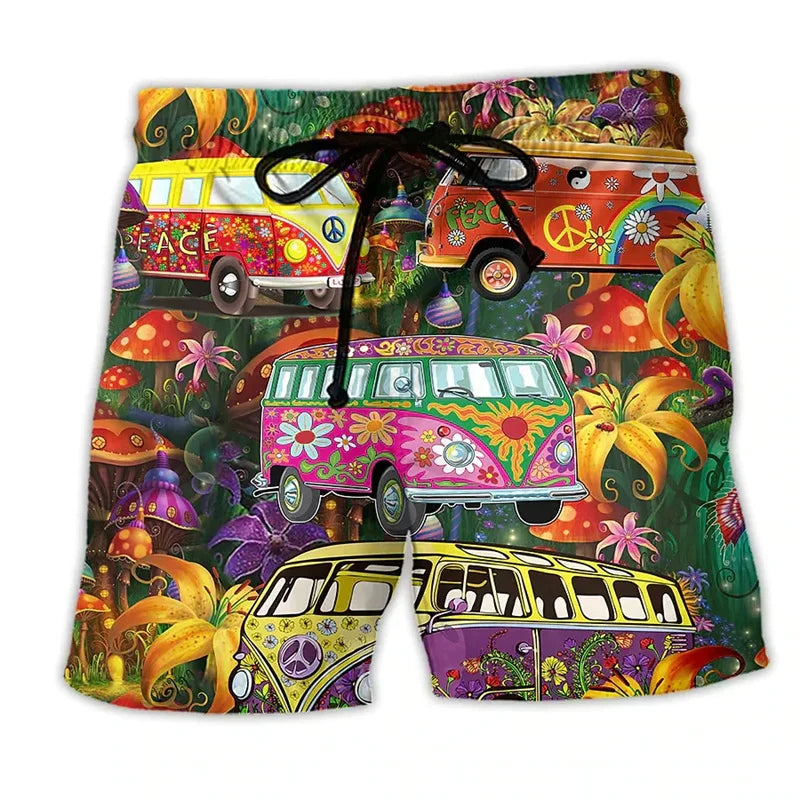 Trendy Swim Shorts for Men with Graffiti Print, Lightweight Quick-Drying Fabric, Adjustable Fit, Perfect for Summer Activities