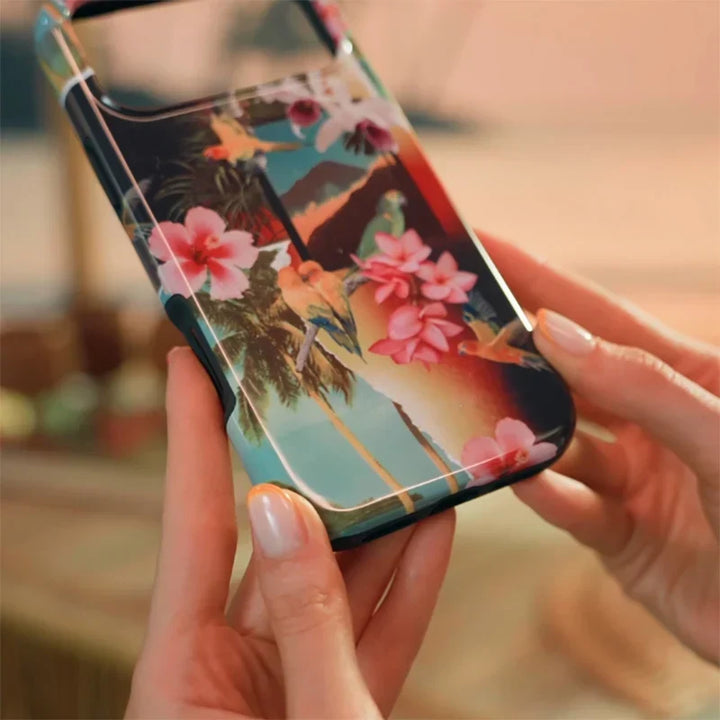 Tropical Ocean Double-Layer iPhone Case - PC TPU Cartoon Design Washable Cover for iPhone 11 to 17