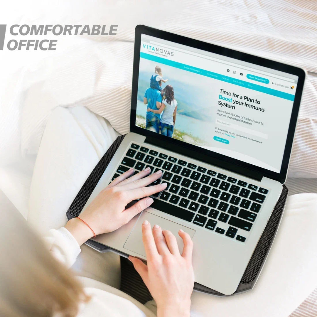 Laptop Cooling Pad with 5 Quiet Fans, Adjustable Height &amp; Phone Holder - Compatible with 12-15.6 Inch Laptops