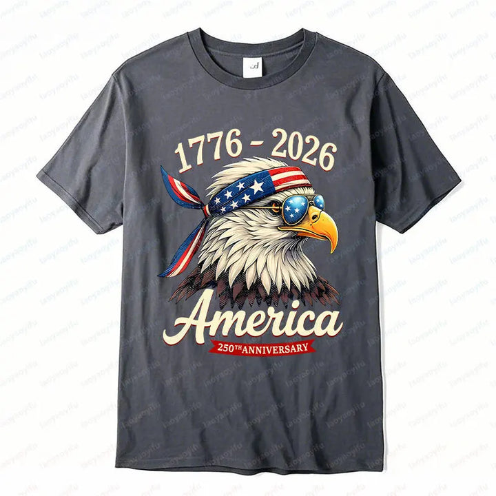 Soft Unisex Bald Eagle Graphic Tee - Short-Sleeve, Durable Cotton, For 250th Anniversary Independence Day Celebration